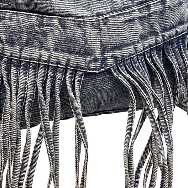 DENIM FRINGE BAG