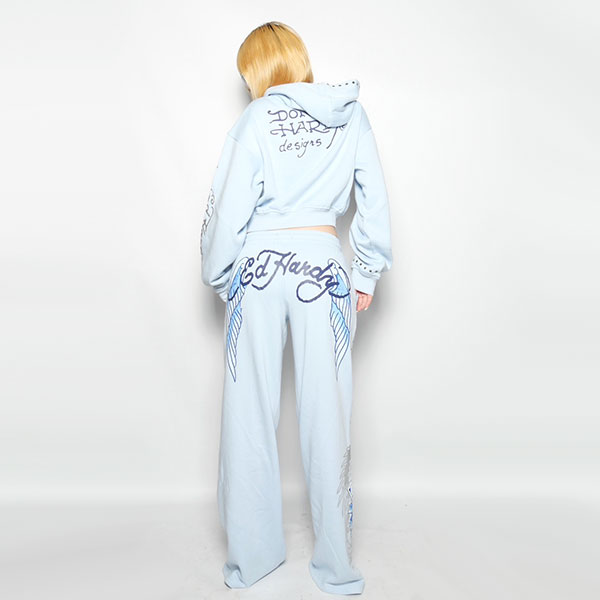 CROSS WINGS STUDDED CROPPED HOODIE
