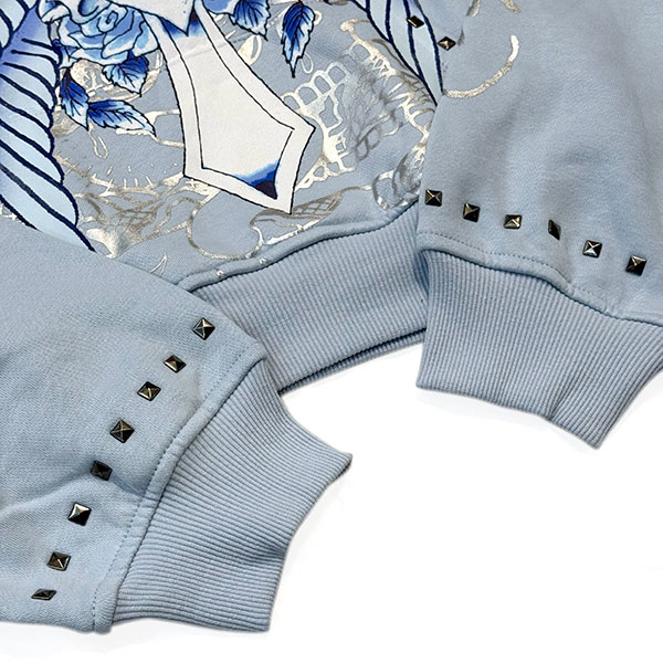 CROSS WINGS STUDDED CROPPED HOODIE