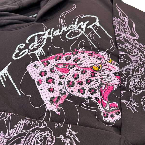 PINK LEOPARD CROPPED HOODIE
