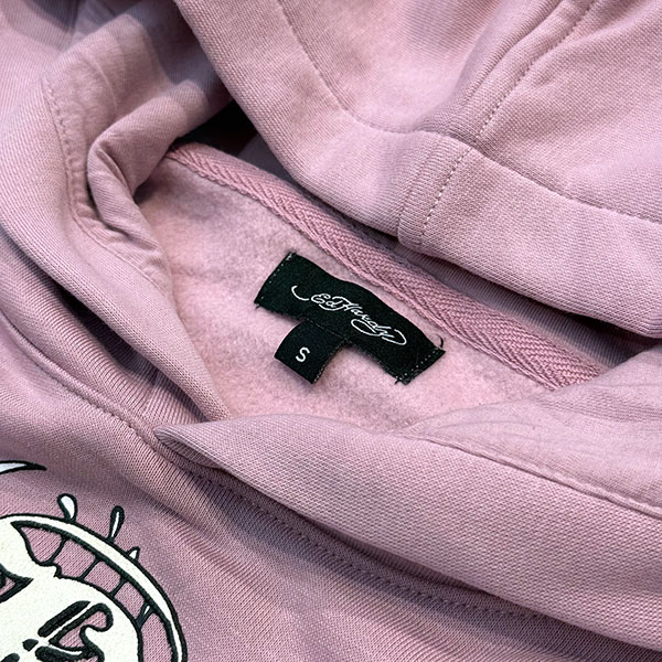 PINK LKS SKULL PUFF PRINT CROPPED HOODIE