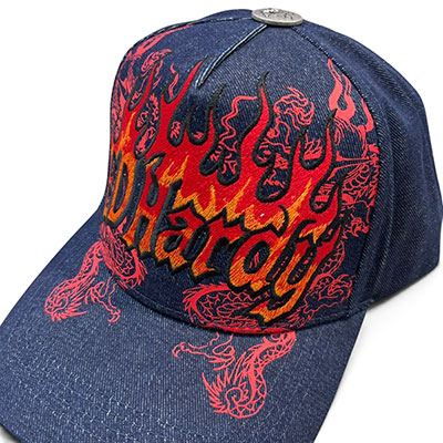 DRAGON FLAMES DENIM TRUCKER HAT