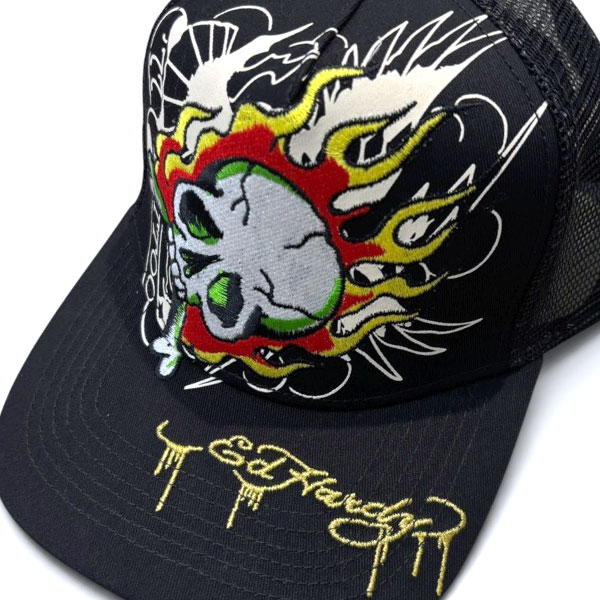 EMBROIDERED FIRE SKULL HAT