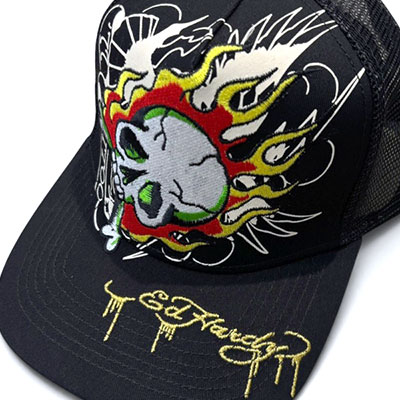 EMBROIDERED FIRE SKULL HAT