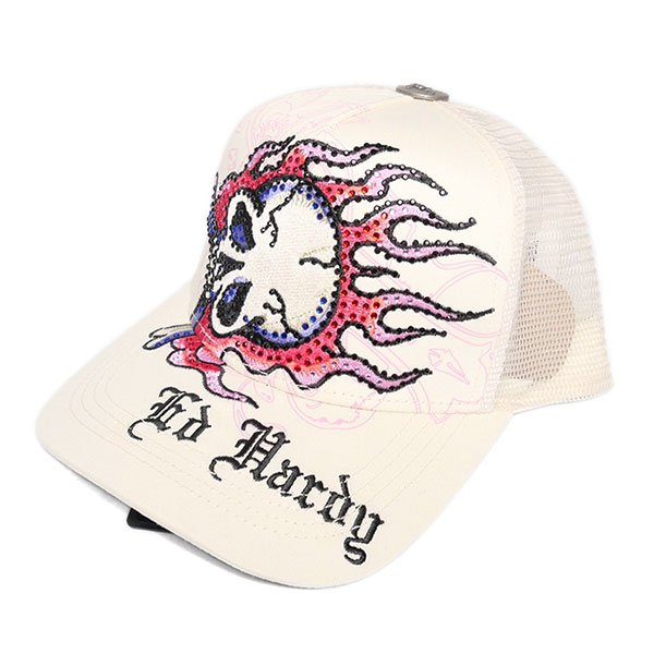 FLAME SKULL TRUCKER HAT