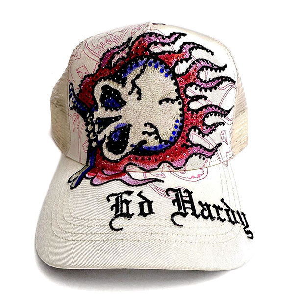 FLAME SKULL TRUCKER HAT