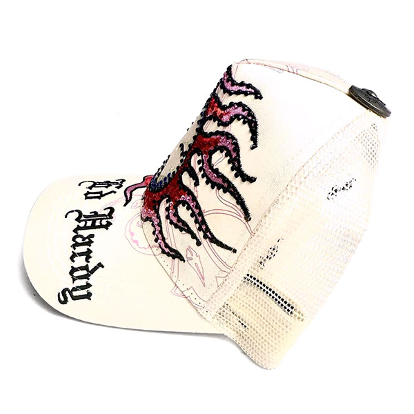 FLAME SKULL TRUCKER HAT