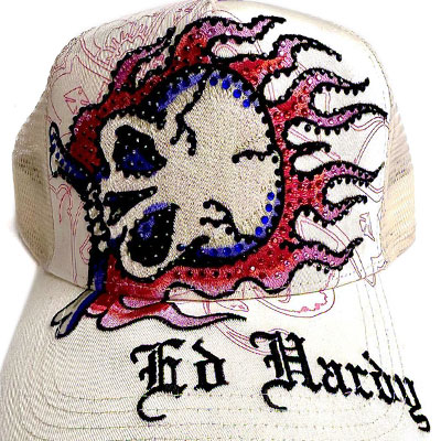 FLAME SKULL TRUCKER HAT