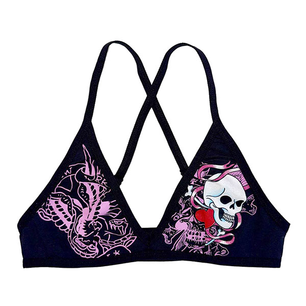 RIBBON SKULL CRISS CROSS BRALETTE