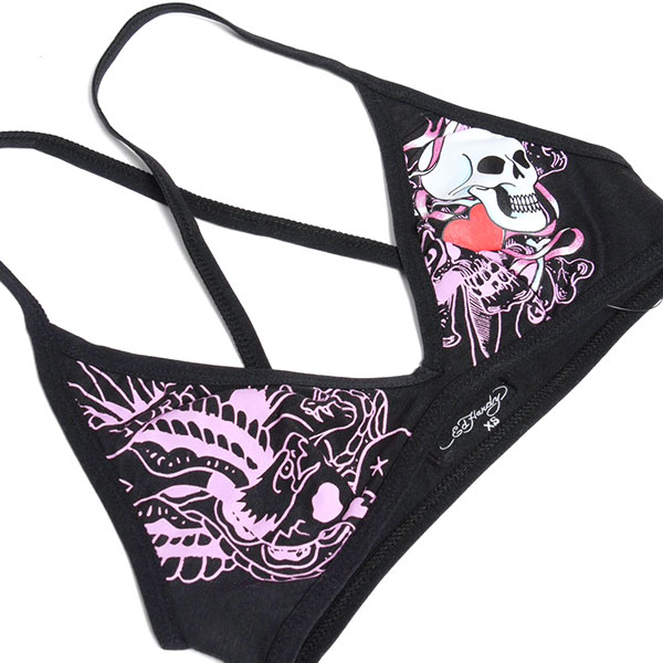 RIBBON SKULL CRISS CROSS BRALETTE