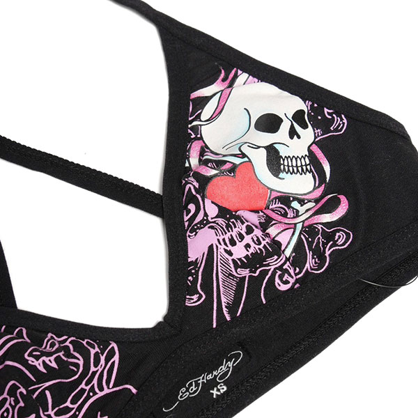 RIBBON SKULL CRISS CROSS BRALETTE