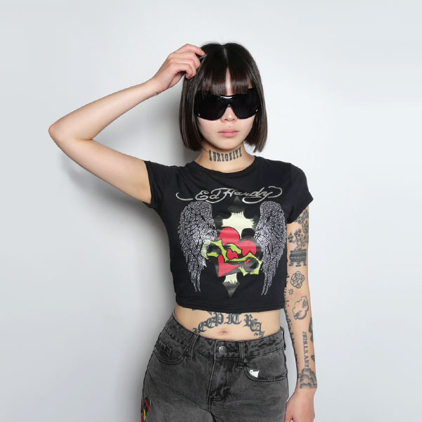 SACRED HEART WINGS RHINESTONE BABY TEE