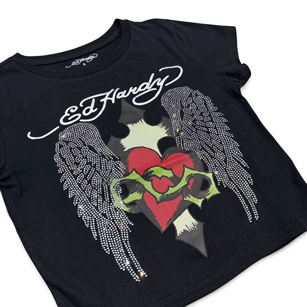 SACRED HEART WINGS RHINESTONE BABY TEE