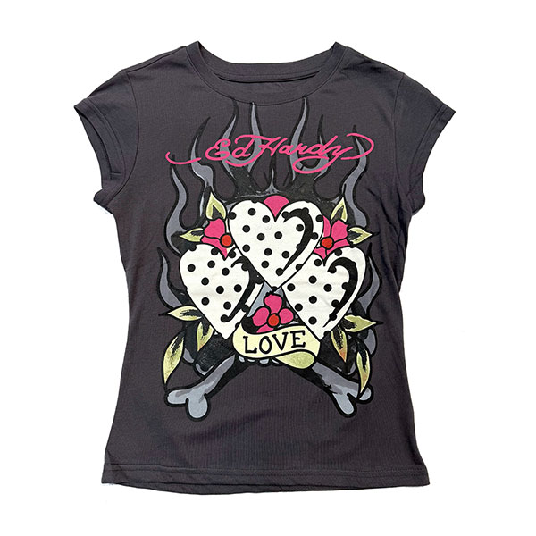 3 POLKA DOT HEARTS CAP SLEEVE TEE