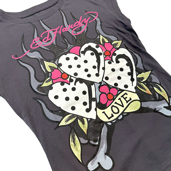 3 POLKA DOT HEARTS CAP SLEEVE TEE