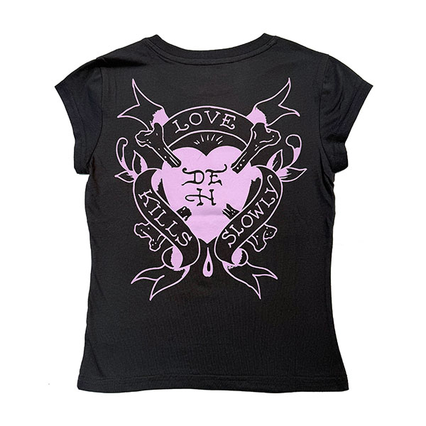 HEART FLAMES RHINESTONE CAP SLEEVE TEE