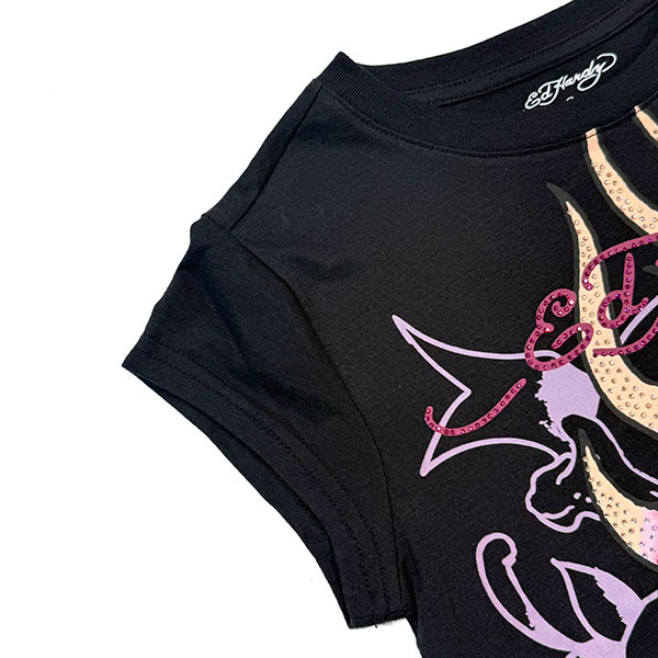 HEART FLAMES RHINESTONE CAP SLEEVE TEE