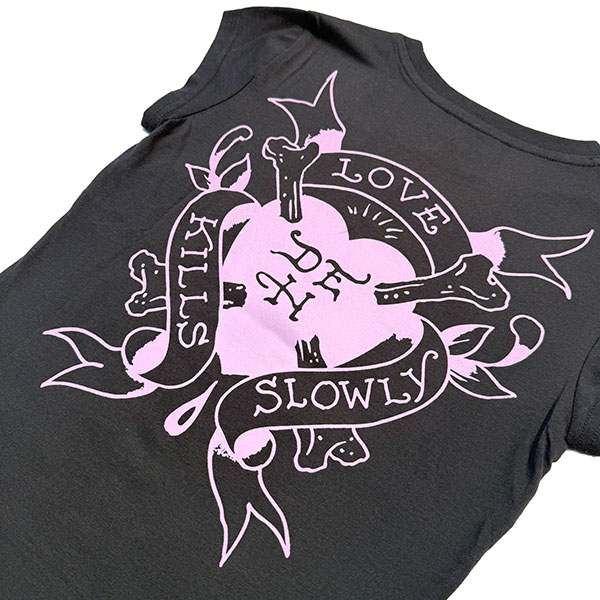HEART FLAMES RHINESTONE CAP SLEEVE TEE