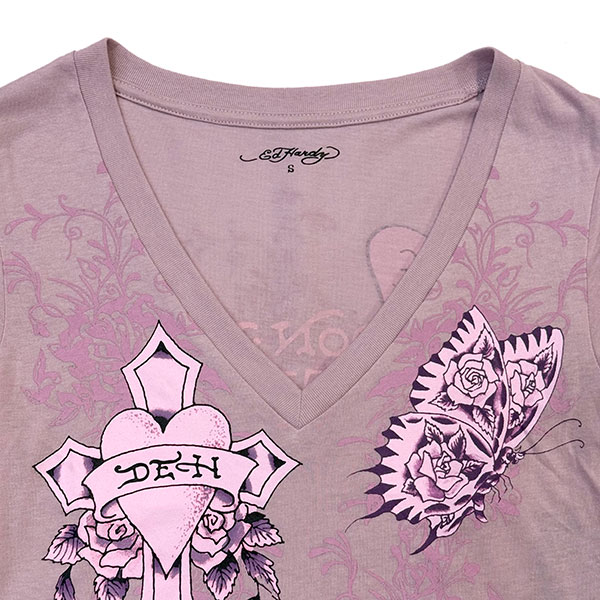 STRIPED CROSS WINGS V-NECK TEE