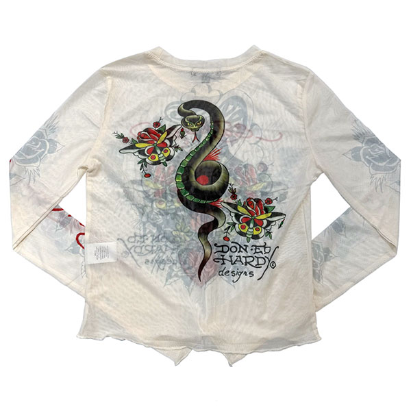 CROSS HEART LONG SLEEVE MESH TOP