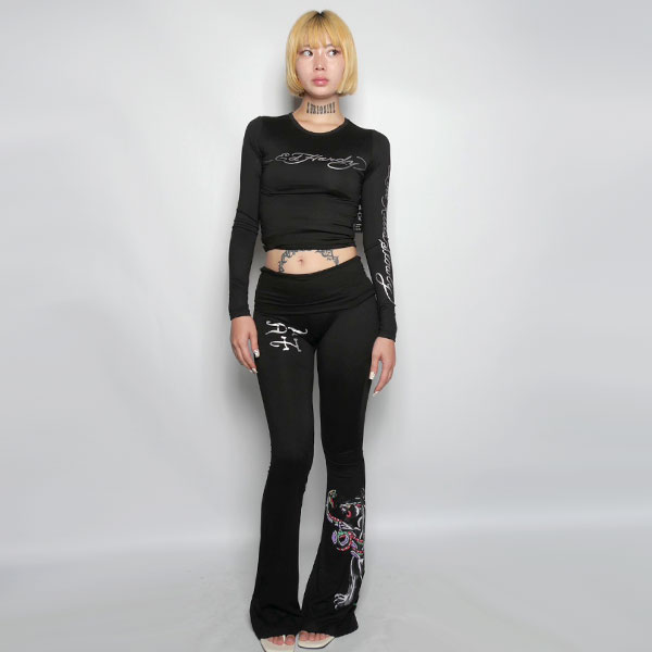 PANTHER SNAKE LONG SLEEVE CROP SHIRT
