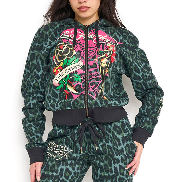 ANCHOR ROSE RELAXED ZIP FRONT HOODIE