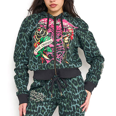 ANCHOR ROSE RELAXED ZIP FRONT HOODIE