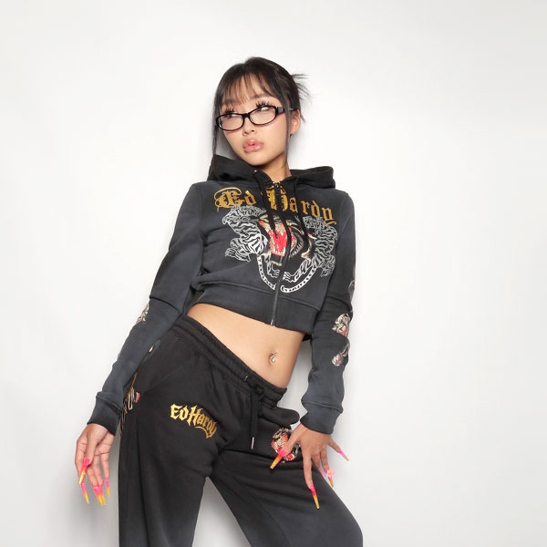PANTHER CROPPED ZIP HOODE