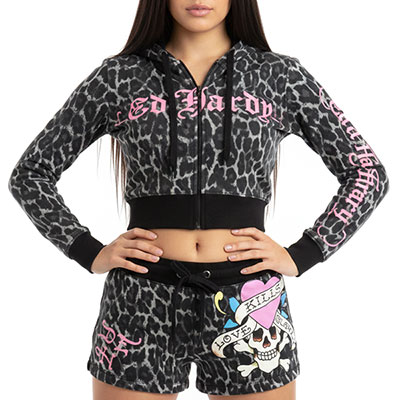 LKS PINK SKULL ZIP FRONT HOODIE