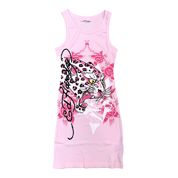 PINK LEOPARD RIB TANK DR