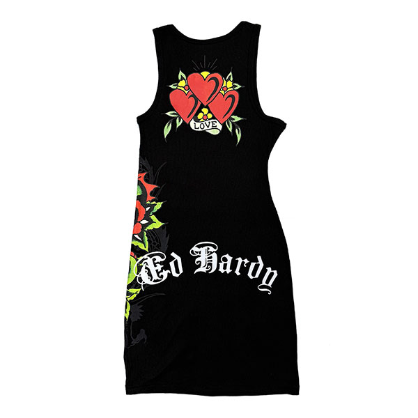 DRAGON ROSES RIB TANK DRESS