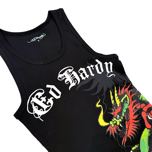 DRAGON ROSES RIB TANK DRESS