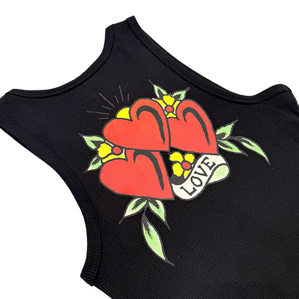 DRAGON ROSES RIB TANK DRESS