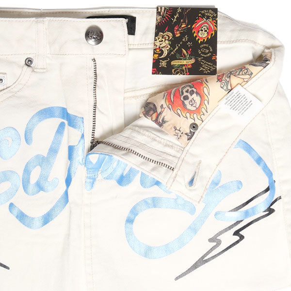 FLAME SKULL DENIM MINI SKIRT