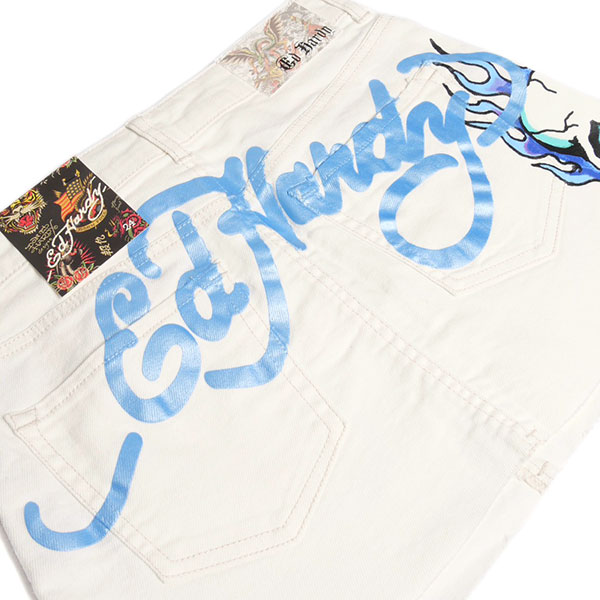 FLAME SKULL DENIM MINI SKIRT