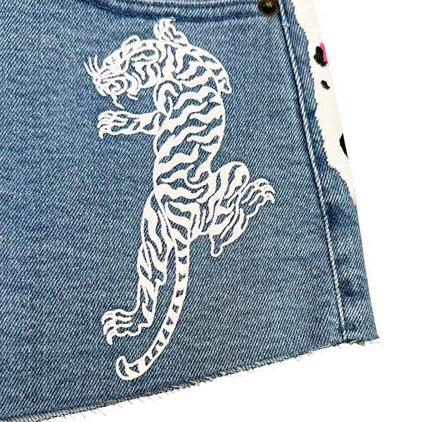 PINK LEOPARD DENIM SHORTS
