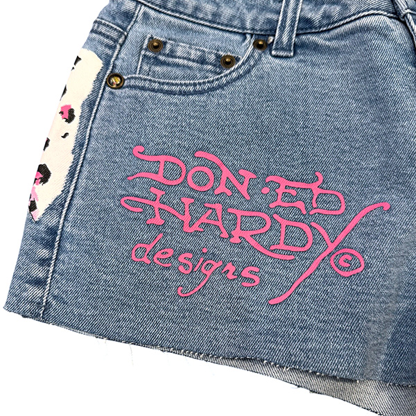 PINK LEOPARD DENIM SHORTS