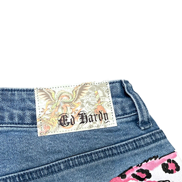 PINK LEOPARD DENIM SHORTS