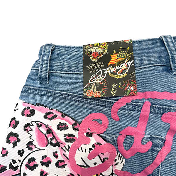 PINK LEOPARD DENIM SHORTS
