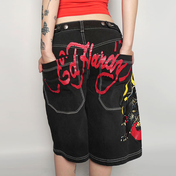 PANTHER HEART DENIM JORT