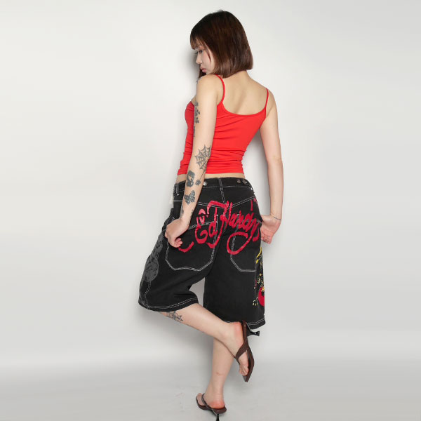 PANTHER HEART DENIM JORT