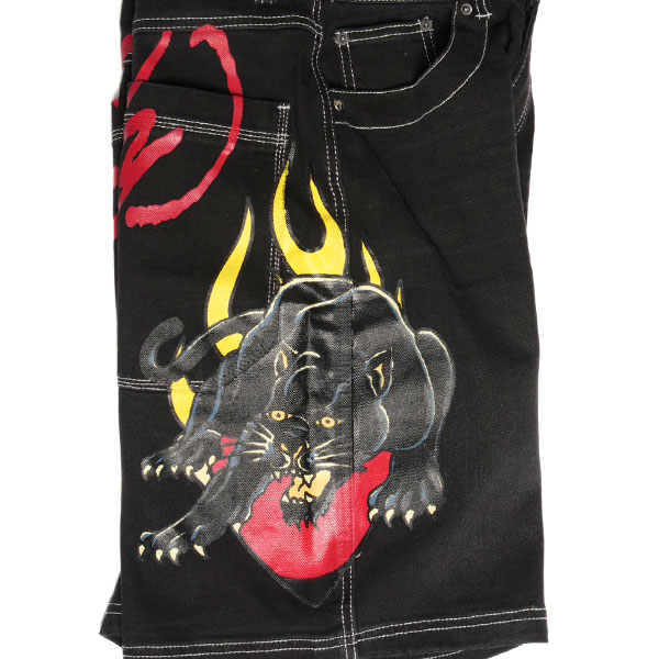 PANTHER HEART DENIM JORT