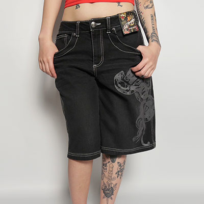 PANTHER HEART DENIM JORT