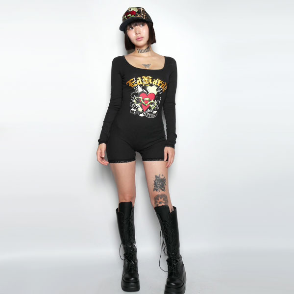 SACRED HEART LONG SLEEVE SHORT LACE ONESIE