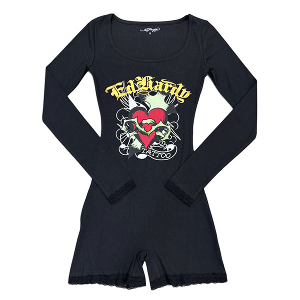 SACRED HEART LONG SLEEVE SHORT LACE ONESIE