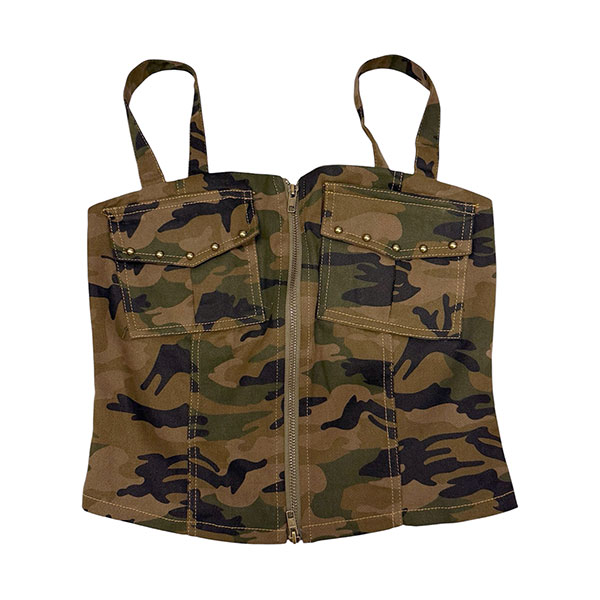 ZIP CAMO STRAP TOP