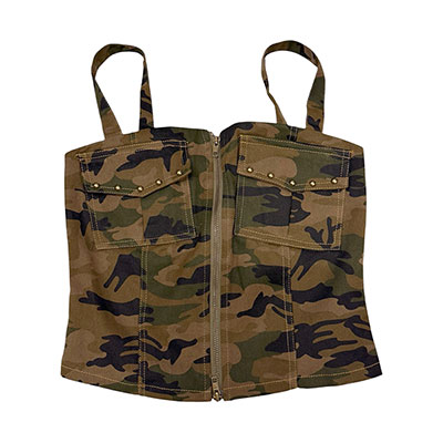 ZIP CAMO STRAP TOP