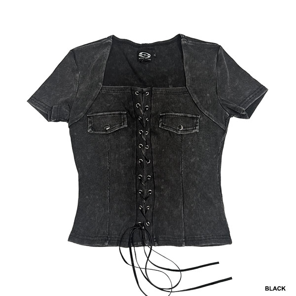 LACE UP PIGMENT SHIRT