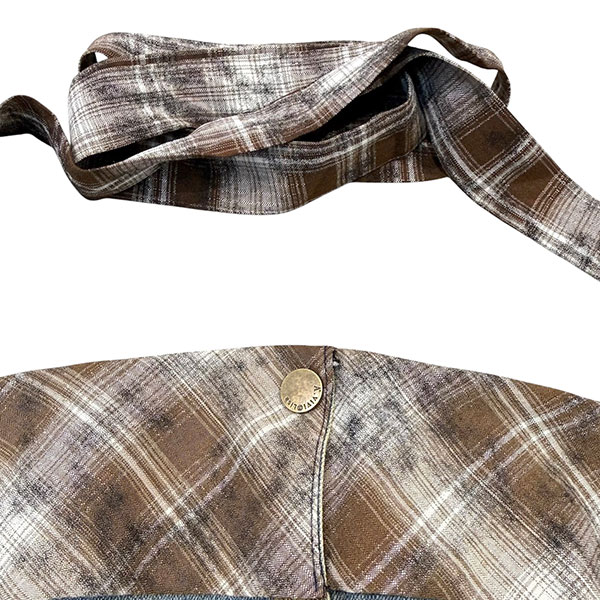 TRIM CHECK DENIM BARE TOP