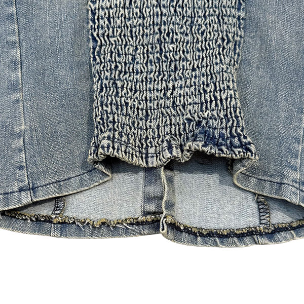 TRIM CHECK DENIM BARE TOP
